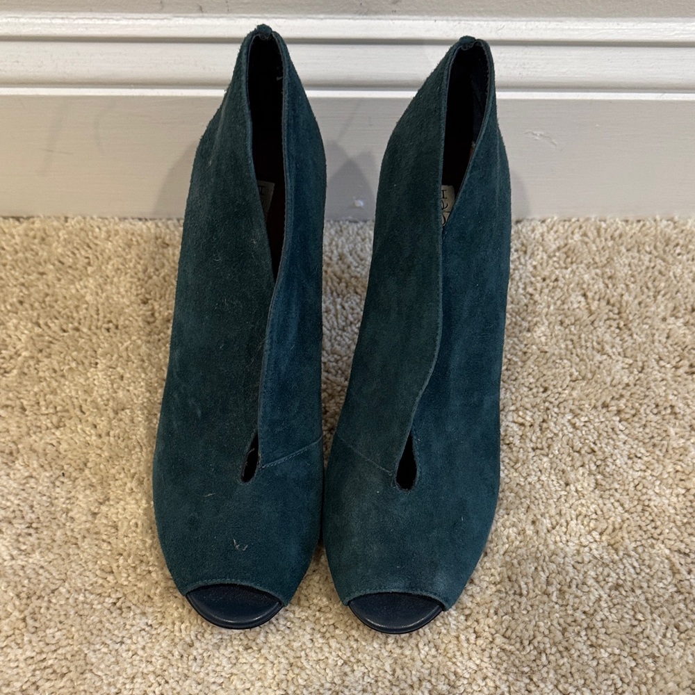 Halogen Dark Green Suede Heeled Boots